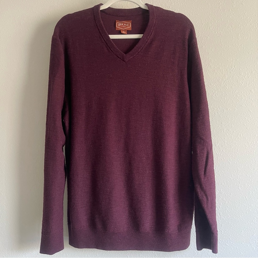 RED ALE 100% cotton Men's rich purple V-Neck Sweater size XL